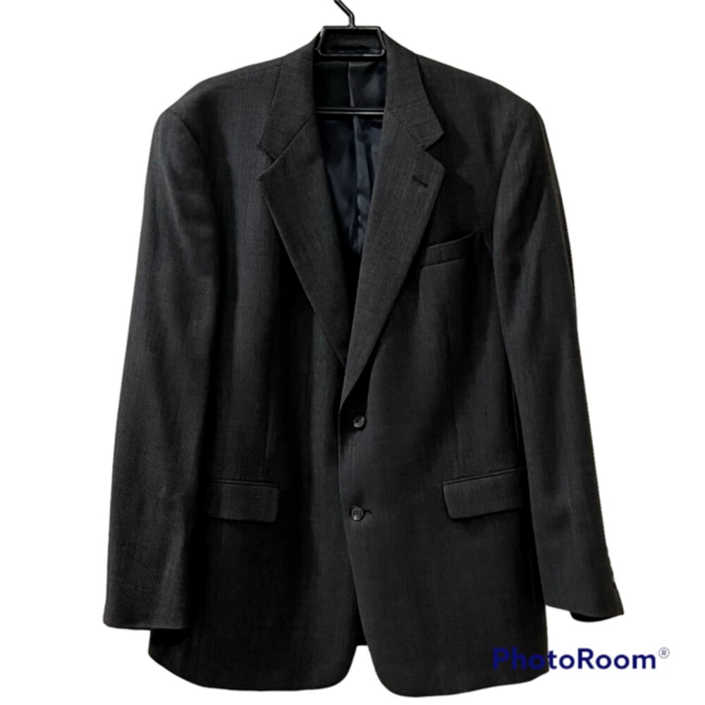 AUSTIN REED Mens 100% Wool Gray Sport Coat 2 Button Jacket Blazer USA Made Sz 44